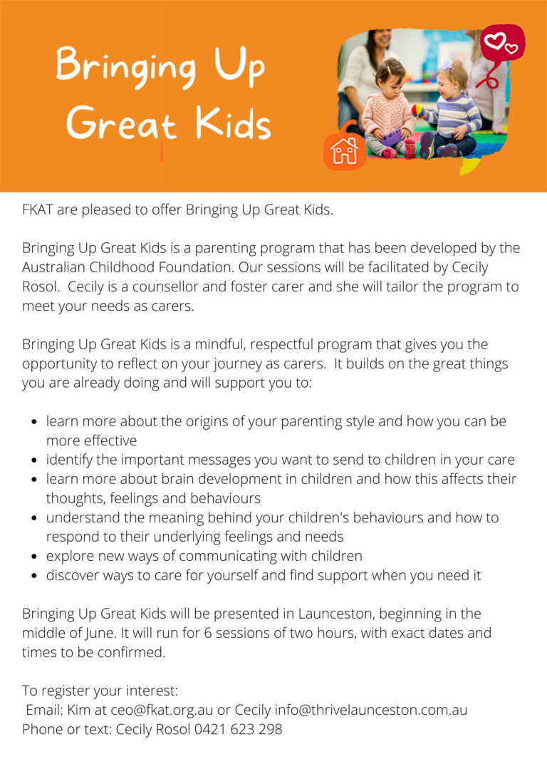 Bring Up Great Kids Northern Training Foster and Kinship Carers